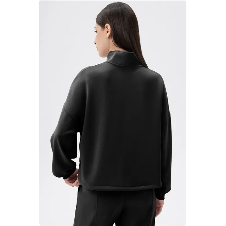 Women'S%20Half%20Zip%20Modal%20Loose%20Casual%20Stand%20Collar%20Sweatshirt%202025%20Popular%20Long%20Sleeve%20Fall%20Pullover%20-%20Image%203