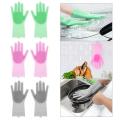 RPN Multipurpose Magic Silicone Rubber Dish Washing Hand Gloves With Scrubber. 