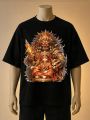 Kumari Artistic Printed T-Shirt – Maroon, Brown, Black. 