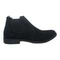 Black Pointed Suede Leather Chelsea Boots For Men. 