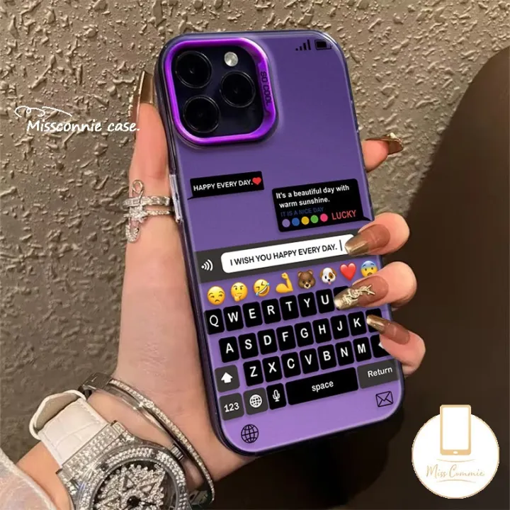 Creative%20Keyboard%20Chat%20Pattern%20Case%20Compatible%20for%20IPhone%20XR%2015%2013%2012%2014%2011%20Pro%20Max%207Plus%20X%20XS%20Max%2014%207%2015%208%20Plus%20SE%202020%20Cartoon%20Funny%20Emoji%20Luxury%20Plating%20Metal%20Cover%20-%20Image%203