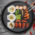 Round Portable Korean Style BBQ Grill Plate, Barbecue Non-Stick Smokeless Pan Set, for Outdoor Picnic BBQ. 