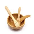 Yuanyan 1Pcs Natural Bamboo Make Up Bowls Set with Spoon and Spatual and Brush Wooden Bamboo Lipgloss Mask Clay Face Care Tool for Women. 