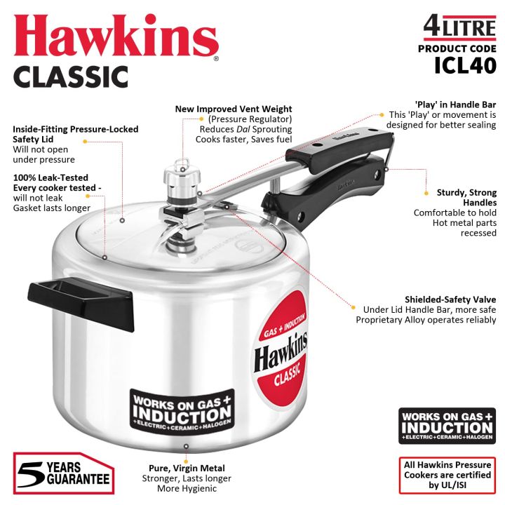 Hawkins%20Classic%20Pressure%20Cooker%204%20Litre%20Induction%20Base%20(Code:%20ICL40)%20-%20Image%203