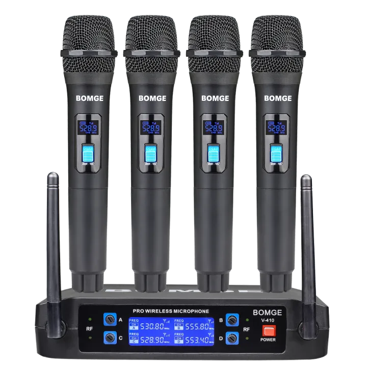 Wireless%20Microphone%20System,%20BOMGE%20Pro%204-Channel%20%20Cordless%20Mic%20Set%20With%20Four%20Handheld%20Mics,%20Fixed%20Frequency,%20Long%20Range%20200ft,%20Ideal%20forKaraoke,%20Events%20-%20Image%209