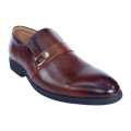 Chocolate Leather None Lace Side Clip On  Black Horse  Formal Shoes For Men. 