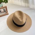 Wenefang 1pc Summer Women's Fashion Straw Hat Panama Style New style Sun Hat, Beach Vacation Travel Beach Hat. 