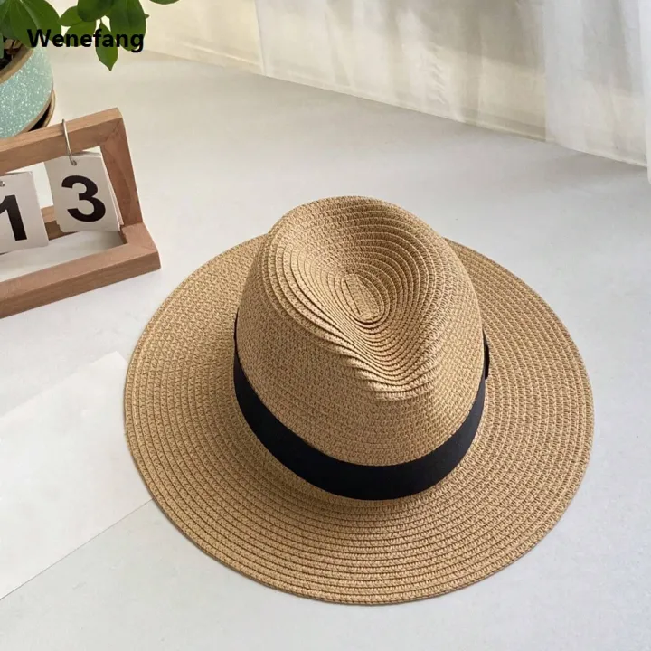 Wenefang%201pc%20Summer%20Women's%20Fashion%20Straw%20Hat%20Panama%20Style%20New%20style%20Sun%20Hat,%20Beach%20Vacation%20Travel%20Beach%20Hat%20-%20Image%204