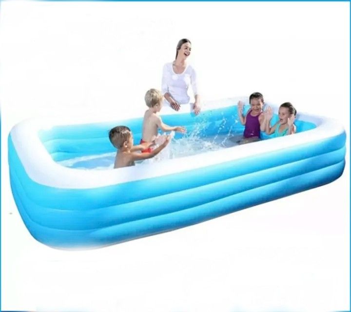 Bestway Inflatable Swimming Pool Adult Kids Family Size Inflatable And Thickened 3 Layer Outdoor Blue Rectangular Large Size 3.05m x 1.83m x 56cm