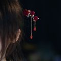 Headdress Red Rose Chinese Hair Stick Retro Handmade Flower Hair Forks Wooden with Tassel Hair Bun Hanfu Party. 