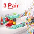 3 Pair Household Latex Cleaning Gloves Apron, Dish Washing Gardening Laundry Kitchen Rubber Long Gloves Without Fluff Inside Single. 