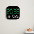 Digital Wall Clocks LED Electronic Table Clock 12/24H Wall-Mounted LED Alarm Clock Remote A. 