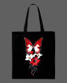 Red Butterfly & Lily Flowers Graphic Printed  Tote Bag– Eco-Friendly Cotton Shoulder Shopping Bag-White, Black. 