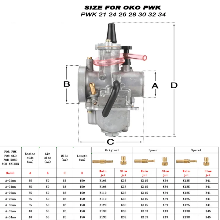 Special%20PWK%2021%2024%2026%2028%2030%2032%2034mm%20With%20Power%20Jet%20Carburetor%20For%20OKO%202T%204T%20Motorcycle%20Carb%20For%20Dirt%20Bike%20Pit%20Bike%20Scooter%20ATV%20Quad%20UTV%20-%20Image%205