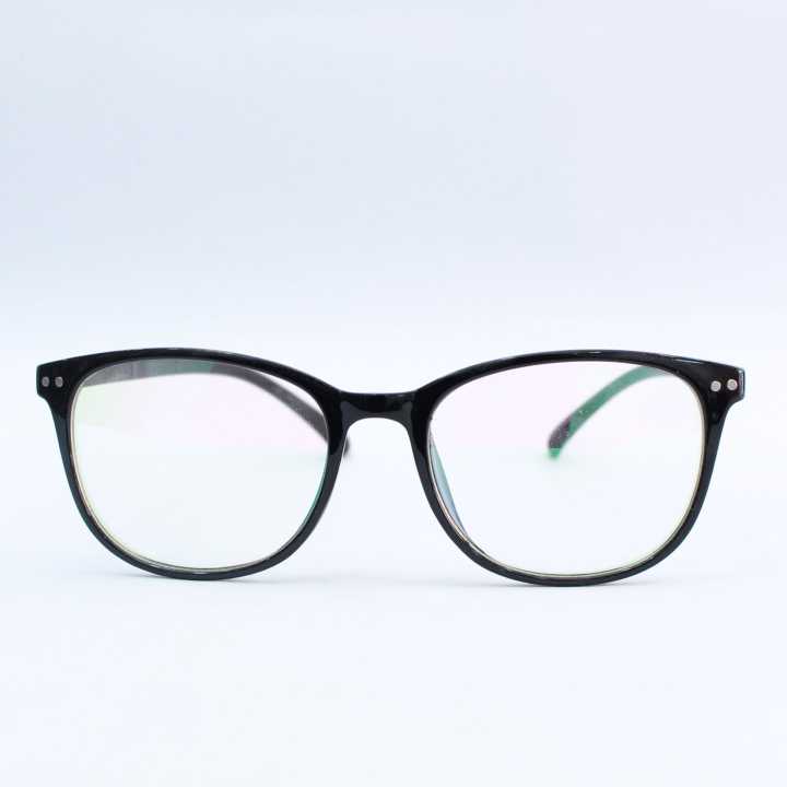 Black Oval Prescription Blue Cut Glass With Plano To Minus 6 (Sph) Power