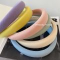 Korean Style Wide Sponge Solid Color Headband High Skull Top Women Summer Internet Celebrity New Trendy Hairband Versatile for Going Out. 