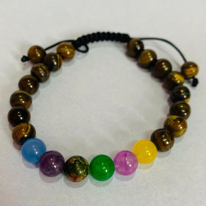 Seven%20Chakra%20Bracelet.%20Unisex%20Adjustable%20Stone%20Beaded%20Tiger%20Eye%20Bracelet%20-%20Image%203