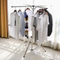 Heavy Duty Clothes Drying Tripod Rack Foldable Indoor - Stainless Steel Clothes Hanger Rack with 4 Branches - Outdoor Collapsible Laundry Drying Tripod Rack,Saving Space. 