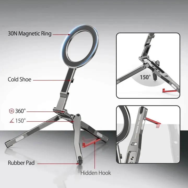 NEW%20Magnetic%20Pocket%20Phone%20Tripod%20with%20Hook%20Foldable%20Magsafe%20Phone%20Holder%20with%20Cold%20Shoe%20for%20iPhone%20Android%20HUAWEI%20Tripod%20Phone%20Stand%20-%20Image%202