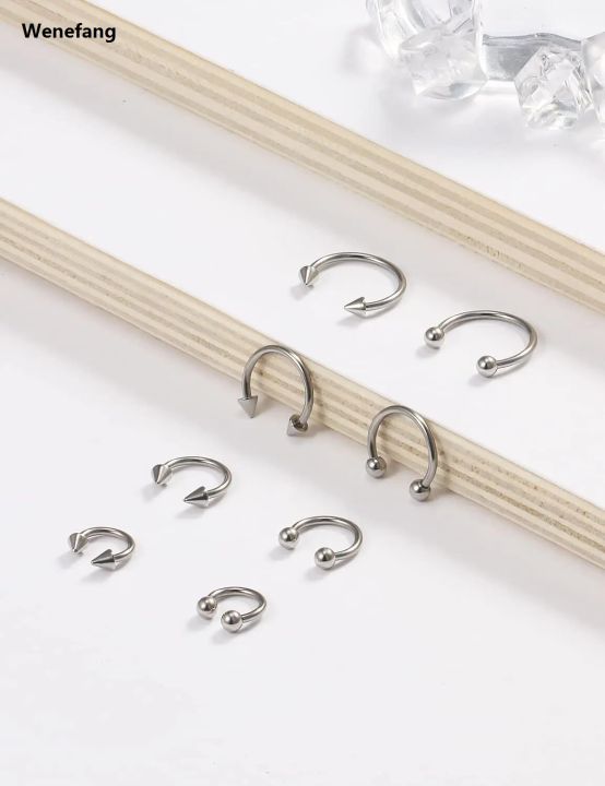 Wenefang%201PCS%2016G%20Surgical%20Steel%20Nose%20Septum%20Horseshoe%20Hoop%20Earring%20Eyebrow%20Tragus%20Lip%20Piercing%20Ring%20Balls%20Spikes%206-12mm%20-%20Image%204