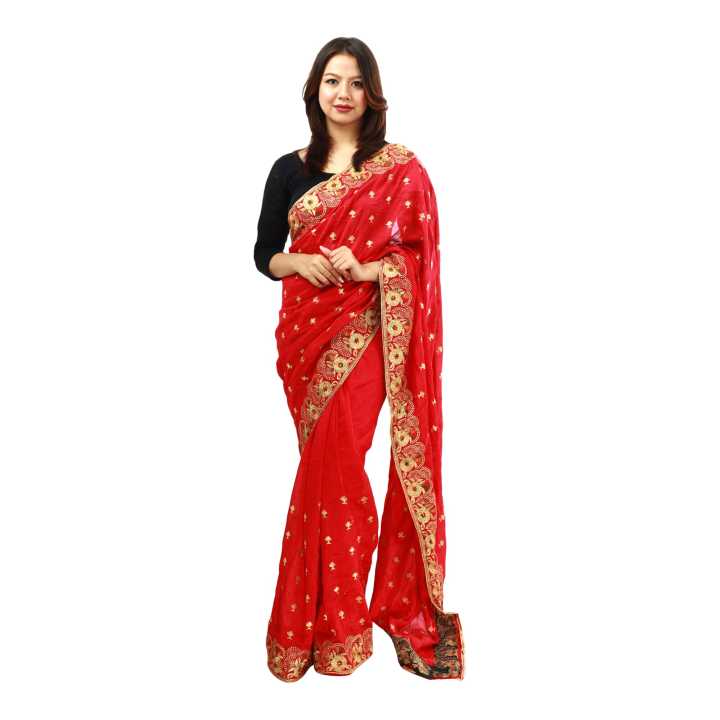 Golden Border Red Saree