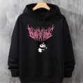 Kitty Printed Hoodie In Black For Women. 