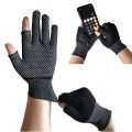 Men/ Unisex Sports Stretch Two Half Fingers Sun Protection Anti-Slip Fishing Gloves Driving Biking Mittens. 