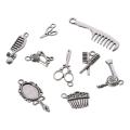 60pcs Charming Alloy Hairdresser Charms Sliver Mixed Styles Mixed Styles Hairstylist Charms Barber Shop Tool Scissor Comb Mirror Pendants for Jewelry Making. 