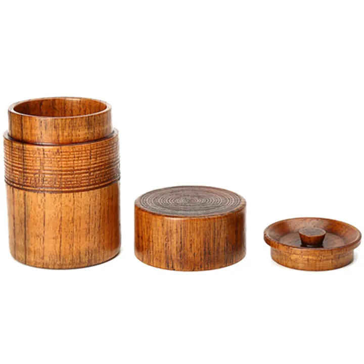 ZOROOM%20Wooden%20Tea%20Pot%20Handmade%20Tea%20Set%20Portable%20Travel%20Tea%20Storage%20Candy%20Nut%20Coffee%20Bean%20Powder%20Boxed%20Sealed%20Can,2%20Pcs%20-%20Image%203