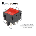 Ranggense Luxury 5PCS KCD2 24X21mm Electric Car Power Switch Red Black 4/6 Pin 2/3 Position 6A/10A 250V/125V ON-OFF/ON-OFF-ON/ON-ON Rocker Switch. 