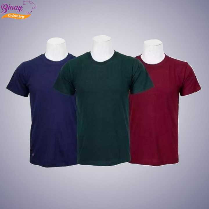 Binay Embroidery Big Size Plain 3 pcs Combo T-Shirt For Men - Fashion | T-Shirts For Men | Men's Upper Wear | T-Shirts |