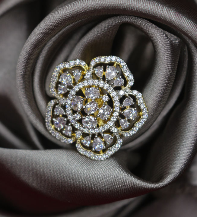 American Diamond Ring | AD Set | Flower Design Ring for Women by NASHAQ