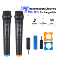Professional wireless microphone with rechargeable receiver, excellent sound quality, stable frequency, suitable for speech, singing. 