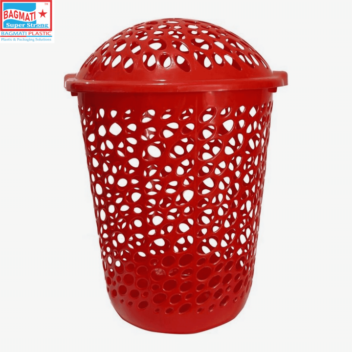 Bagmati Large Sized Laundry Basket | Plastic Sturdy Large Multipurpose Bucket With Lid | Strudy Plastic Laundry Basket
