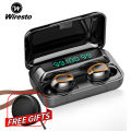 Wiresto F9-5 TWS Wireless Earphones Bluetooth V5.0 Smart Touch Charging Box LED Digital Screen HIFI Stereo Sound Earbuds for For Android. 