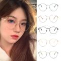 Anti Blue Light Reading Glasses Portable Round Metal Frame Clear Lens Glasses  Ultralight Computer Eyewear Travel. 