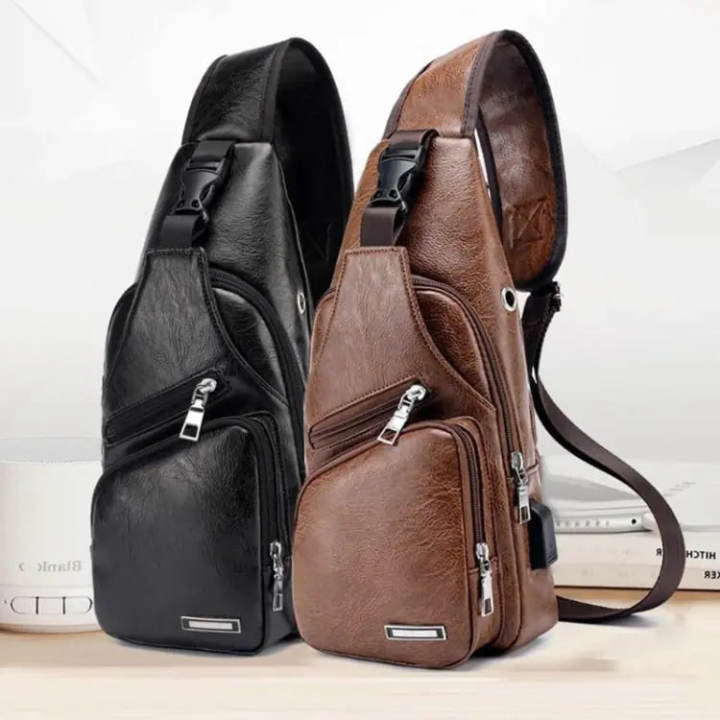 One Side Chest Bag With USB Charging Port