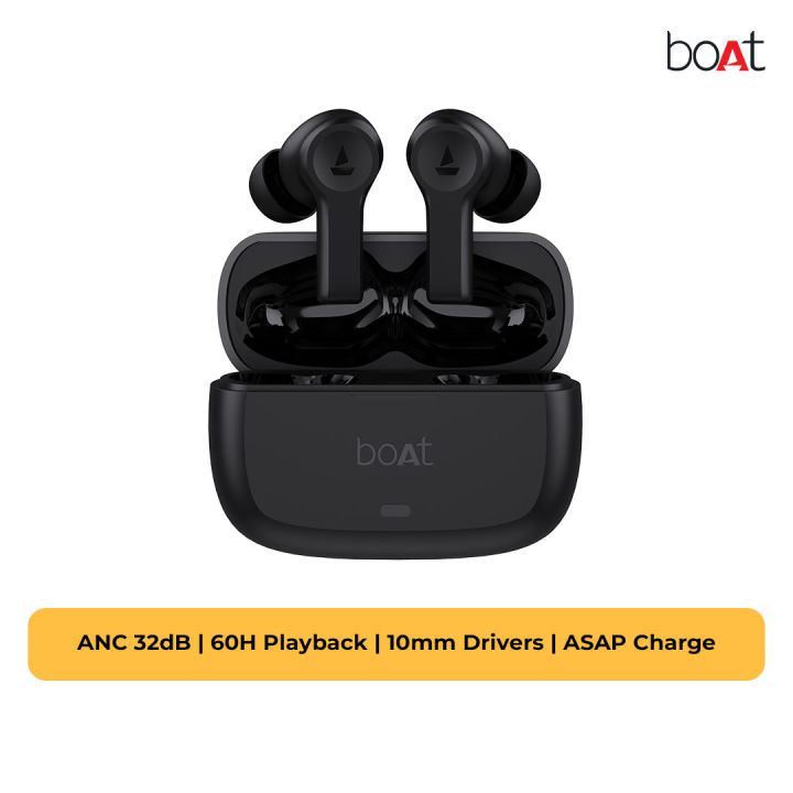 boAt AIRDOPES FLEX 454 ANC |  Premium Wireless Earbuds | 60 Hours of Playback | Industry Leading ANC Playback |   Active Noise Cancellation Upto 32 dB | Multi Connectivity | Smart Features | App Support