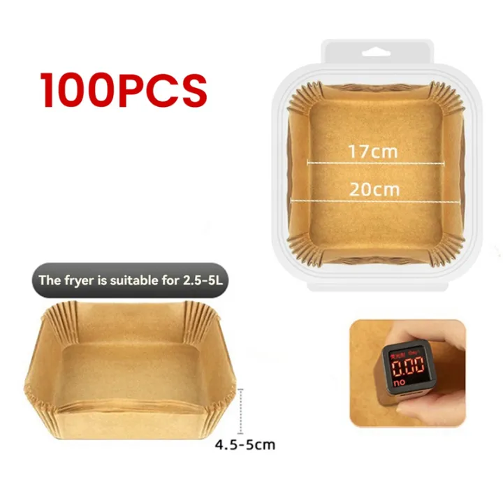 Sptrry100pcs%20Square%20Air%20Fryer%20Paper%20Pad%20Oil-Proof%20Paper%20Liners%20for%20Baking%20and%20Cooking%2017x17x4.5cm%20-%20Image%203