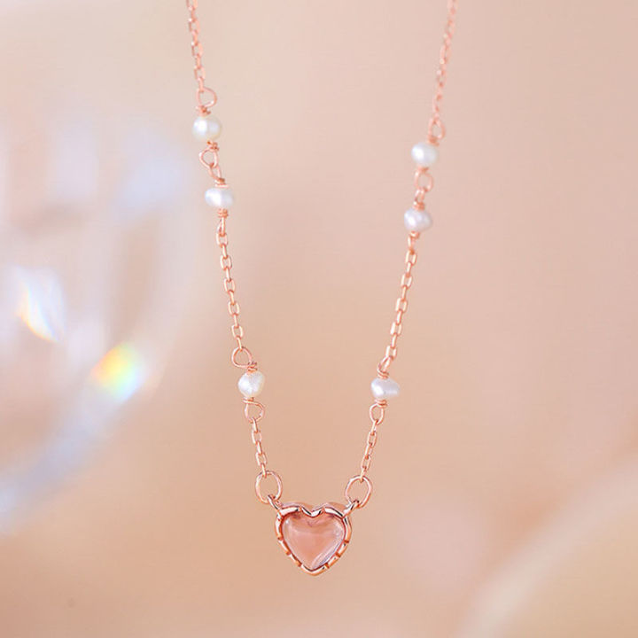 Korean%20Pink%20Heart%20Shape%20Necklace%20For%20Women%20Fashion%20Shiny%20Crystal%20Pendant%20Necklace%20Rhinestone%20Chain%20Party%20Aesthetic%20Jewelry%20Gift%20Cuilei%20-%20Image%202