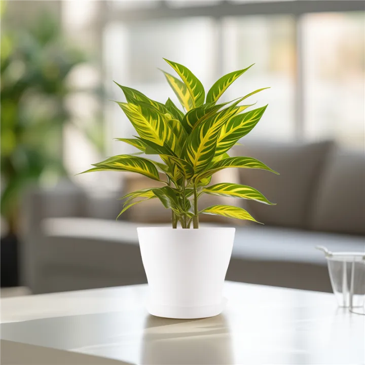 Plastic%20Plant%20Flower%20Pot%20With%20Tray%20Round%20White%20Upper%2010cm%20-%20Image%204