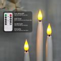 4 Pcs Timer Battery Operated LED Taper Candles for Halloween,Wedding Decoration White. 