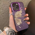 Gradient Pink Silver Butterfly Puppy Purple Phone Case Compatible for IPhone 15 11 12 13 14 7 8 Pro Max XR X XS Max Soft Shockproof Cover. 