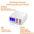 Quick Charge 3.0 6Port USB Fast Charging Dock, Strong Compatibility USB Charger, Multi Port USB Wall Charger, LCD Display ligent IC Auto Detect Tech. 