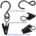 50Pcs Stainless Steel S Hooks Curtain Clips,Black. 