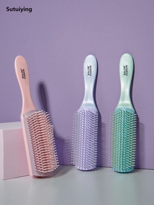 Sutuiying%209-Rows%204%20Color%20Detangling%20Hair%20Brush%20Denman%20Detangler%20Hairbrush%20%E3%80%902025%20Version%E3%80%91%20Scalp%20Massager%20Straight%20Curly%20Wet%20Hair%20Comb%20Salon%20Hairdressing%20-%20Image%205