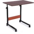 Portable Laptop Table with Wheels - 60x40cm Adjustable Wooden Desk, Computer Table with Hook, Height Adjustable for Home Office, Bedroom, Living Room. 