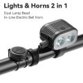 DIY 120db Bicycle Headlight with Horn with Warning Sound Riding Safety Electric Bicycle Horn Loud Bike Bell for Kids Scooters Bikes. 