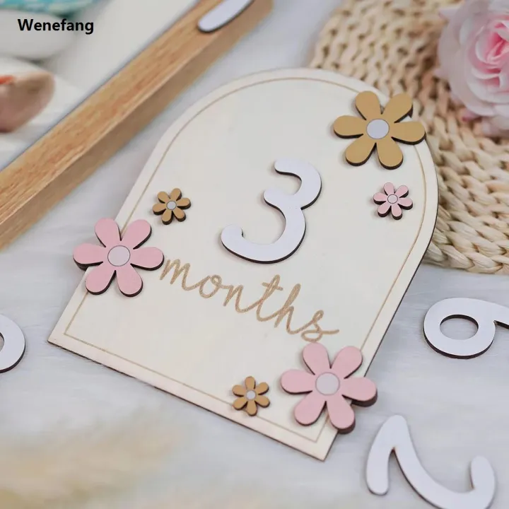 Wenefang%20Girls%20Boys%20Newborn%20Photography%20Props%20Baby%20Milestone%20Photo%20Props%20Profesional%20Wooden%20Baby%20Monthly%20Milestone%20Cards%203D%20Flowers%20Double%20Sides%20-%20Image%202