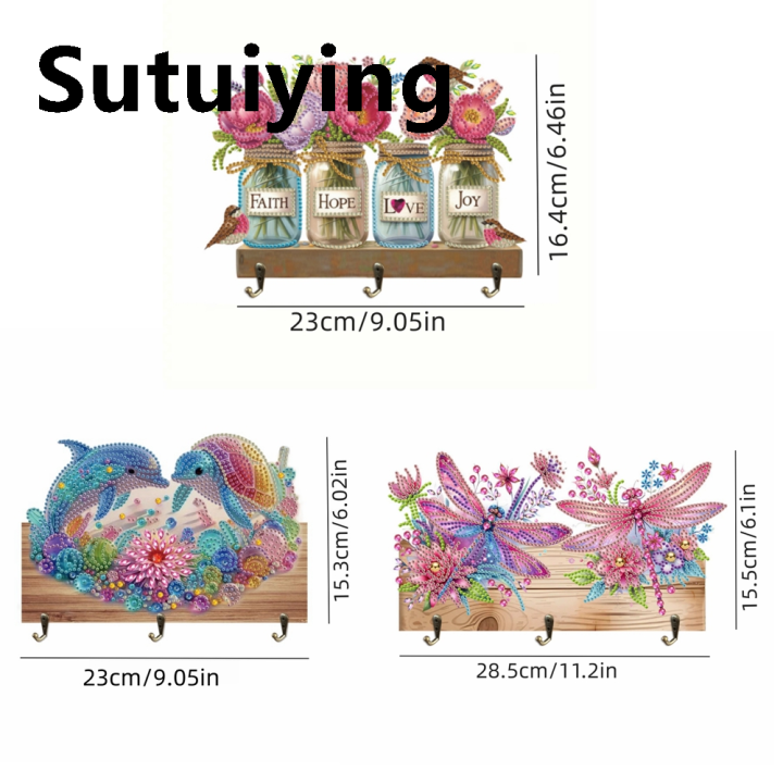 Sutuiying%201pc/Set%20DIY%20Diamond%20Painting%20Wall%20Hangers%20with%20Hooks%20Wall%20Mounted%20Fifty%20percent%20discount%20Wooden%20Coat%20Hook%20with%203%20Metal%20Hooks%20Diamond%20Art%20Hooks%20for%20Keys%20-%20Image%203